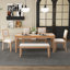 Ensemble de table de salle à manger vintage extensible pour 6 personnes avec 4 chaises et banc, ensemble de table de cuisine rustique de 59 à 72 pouces avec finition patinée et pieds rétro sculptés