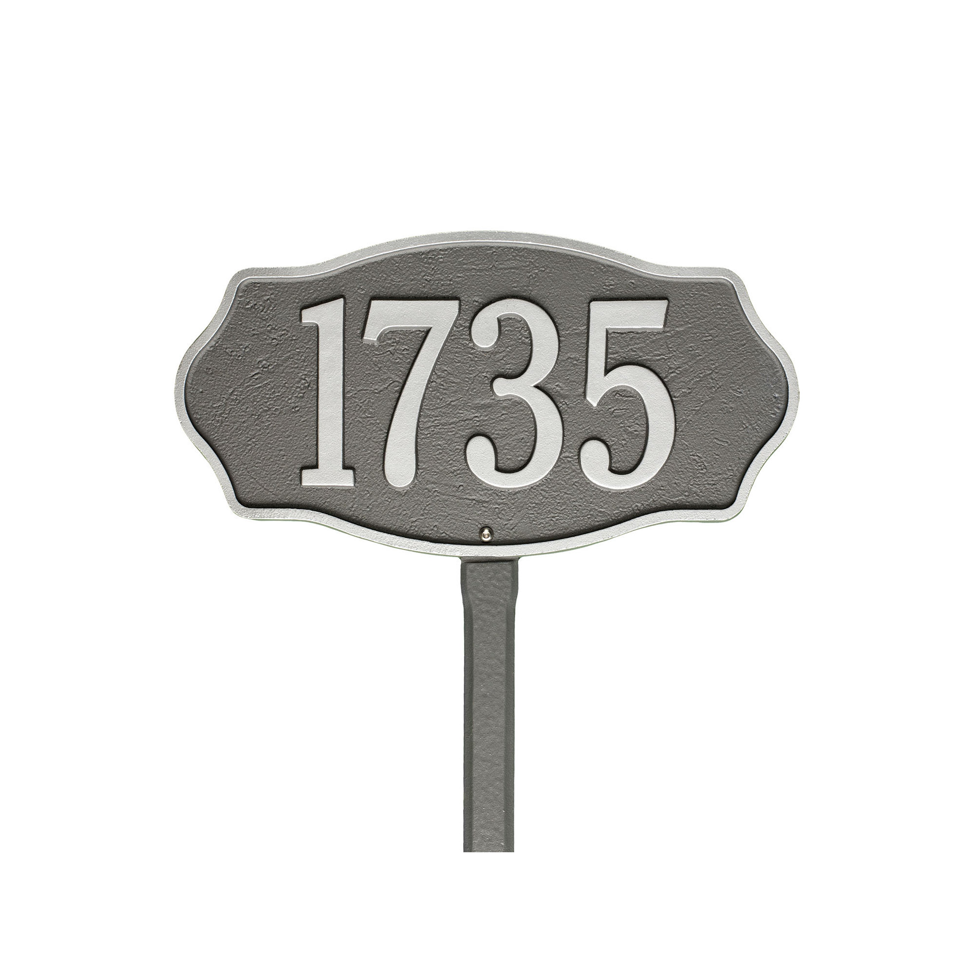 Hampshire 1-Line Lawn Address Sign, Yes, Pewter/Silver
