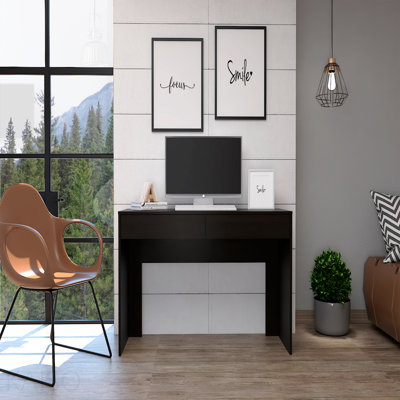 Writing Computer Desk, Two Drawers -Black