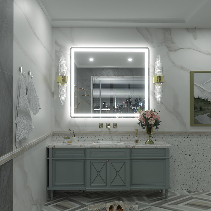 Aevar UL Certified Front & Back LED Anti-Fog Tempered Glass Bathroom/Vanity Mirror with 3-Year Warranty, 36" x 32"