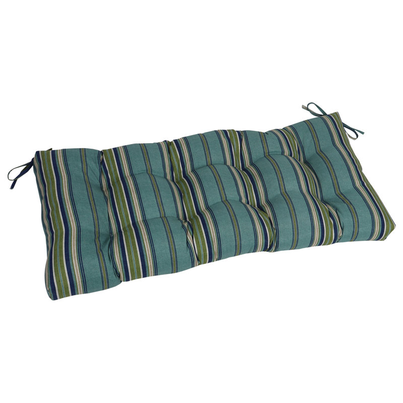 Outdoor 5'' Loveseat Seat Cushion, Blue/Green Striped