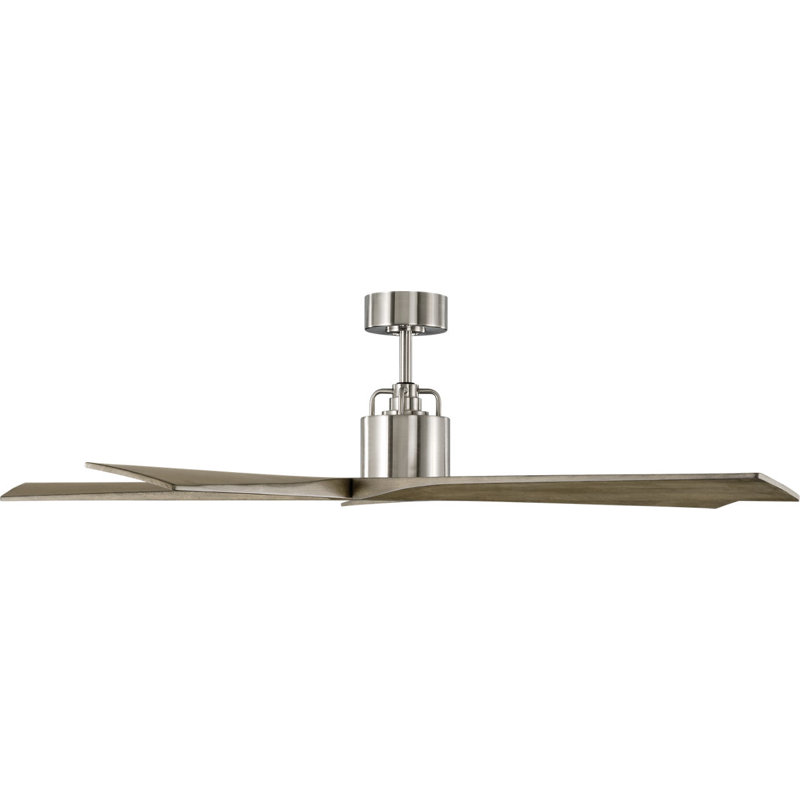 Aspen, Brushed Steel with Light Gray Weathered Oak Blades, 56" Wide