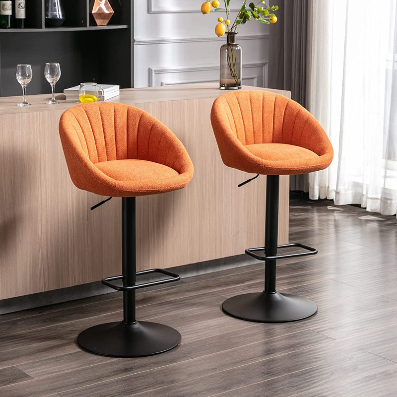 Thornbury Swivel Upholstered Adjustable Height Counter Stool with Metal Frame, Orange