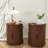 Set Of 2 Mid Century Modern Cylinder End Tables With Built-In Charging Station, Sliding Door, 2-Tier Storage, And USB Ports, Walnut Finish