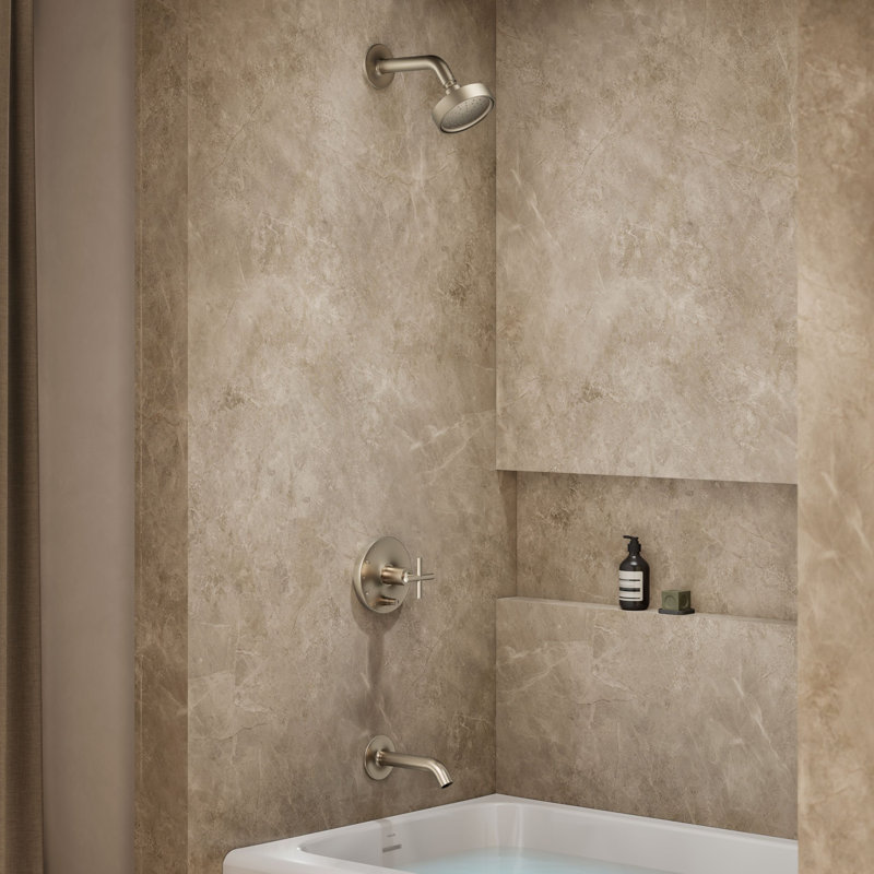 Purist Tub and Shower Faucet, Vibrant Brushed Bronze, Cross