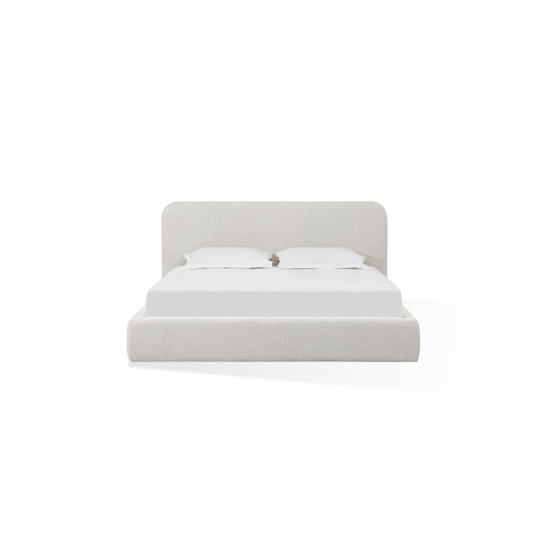 Lit plateforme tapissier Elora en chenille blanchie, Roi, Blanchies