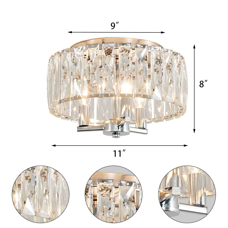 Plafonnier semi-encastré K9 Crystal, Argent