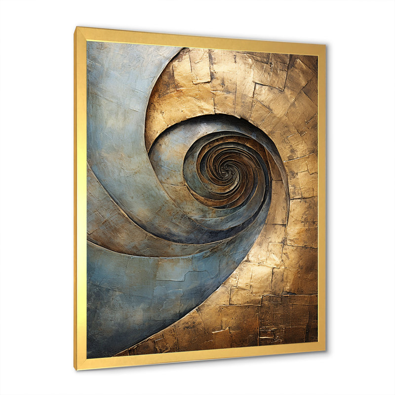 Potts - Abstract Spirals Wall Art Living Room_106214, H 20 po x l 12 po x P 1 po, Impression dorée sur toile encadrée