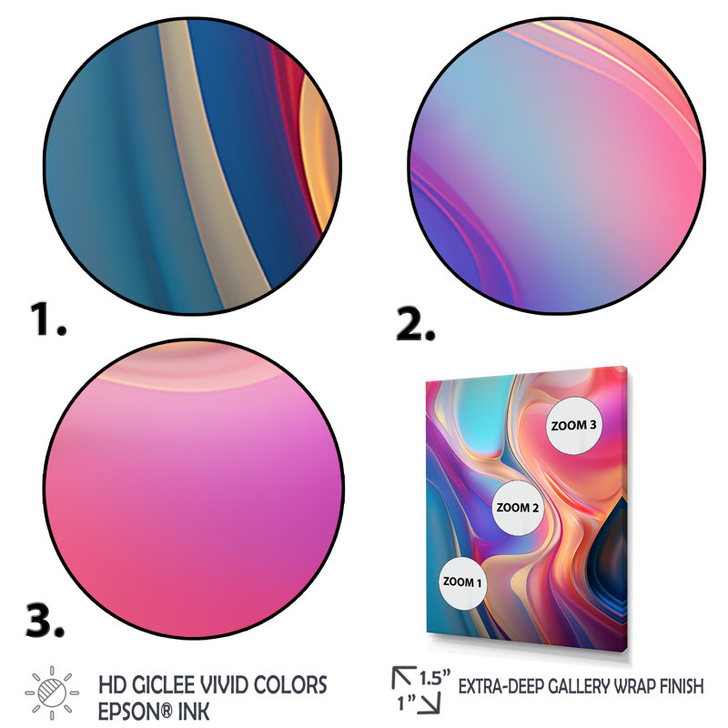 Transitional Pink And Blue Shapes V - Abstract Canvas Wall Art, Gold Single Picture Framed, 40" H x 30" W x 1.5" D