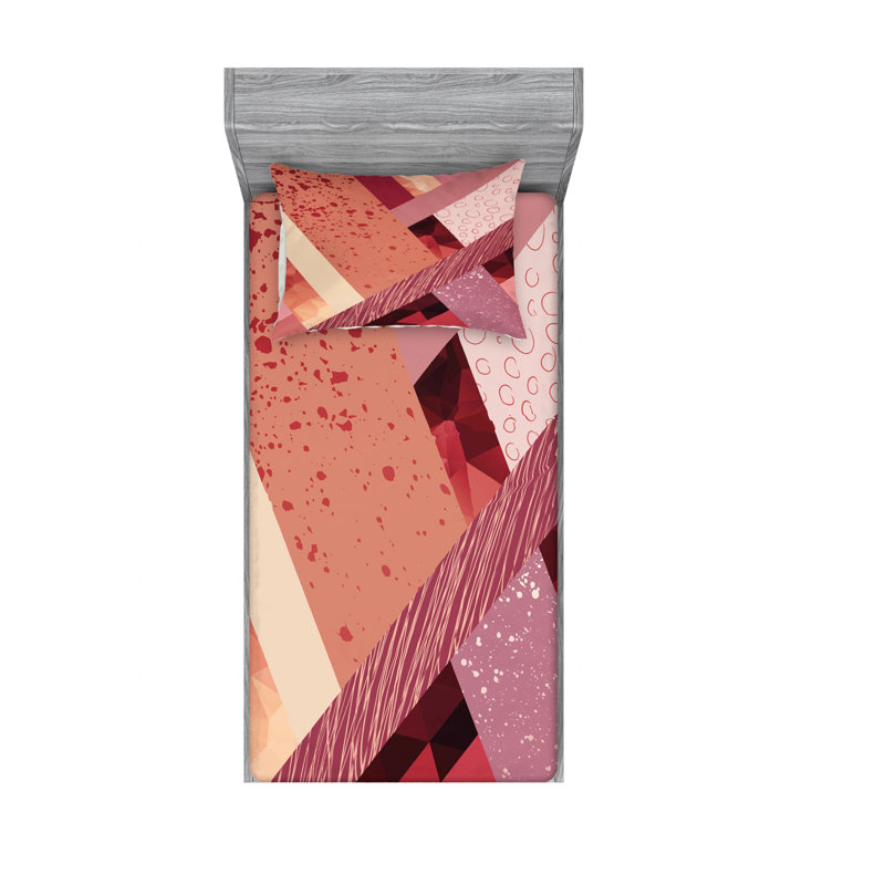Microfiber Abstract Sheet Set, Twin XL Sheet Set with Fitted Sheet