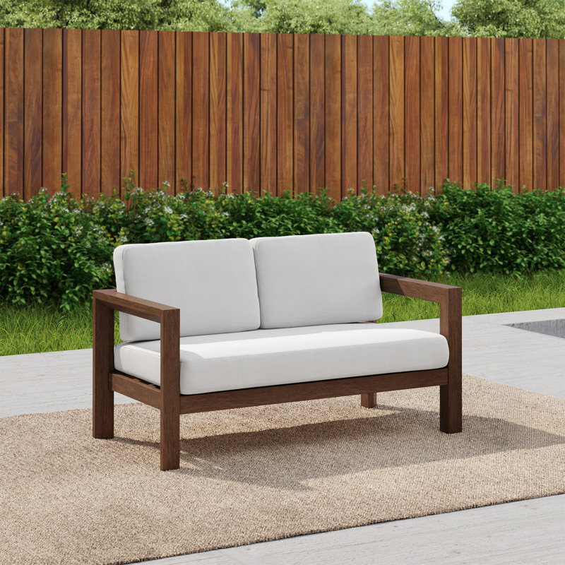 Canapé d'extérieur en bois massif pour patio, Beige