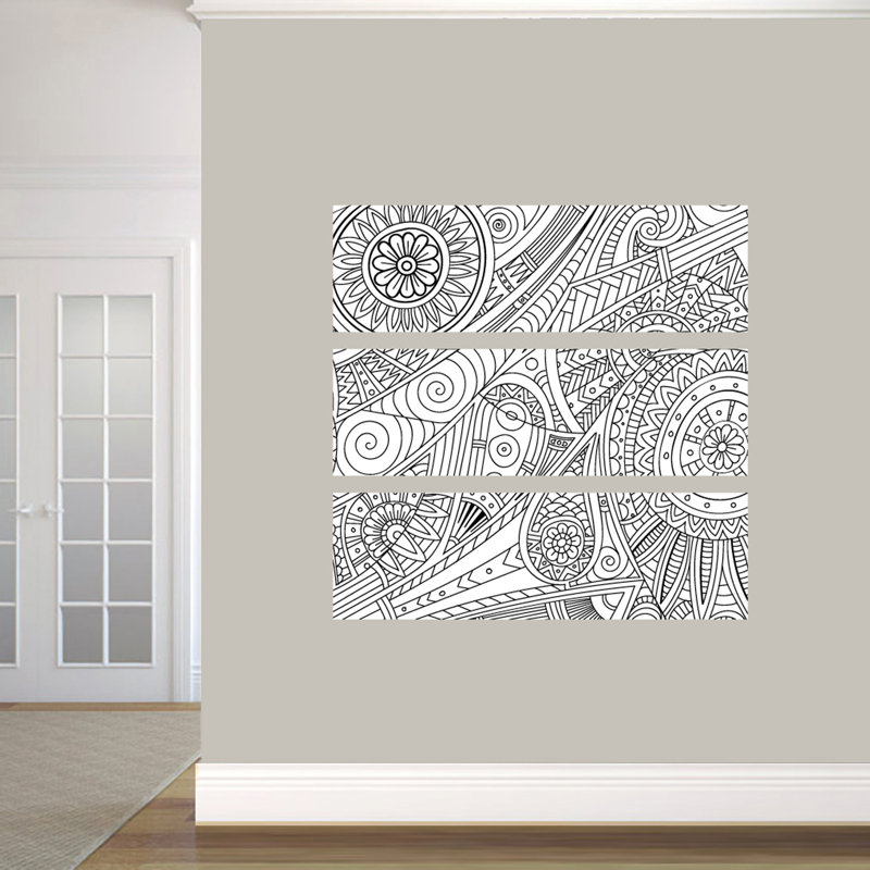 Ensemble 3 pièces de décalcomanie murale murale géométrique, H 11 po x l 36 po