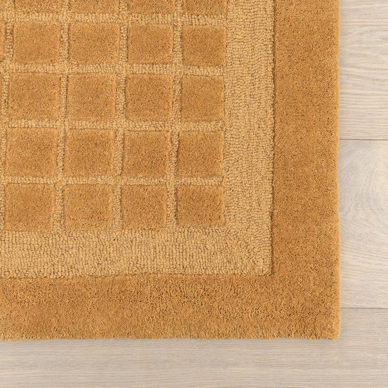Golden Yellow Hand-Tufted Wool Rectangular Area Rug, 6' x 9'
