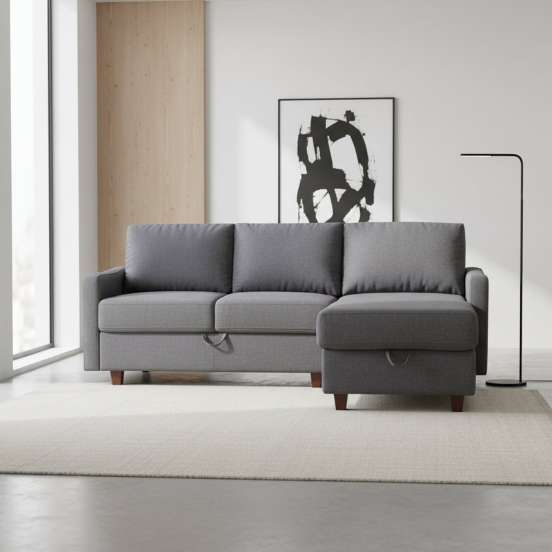 Canapé modulaire réversible rembourré avec rangement, Gris foncé