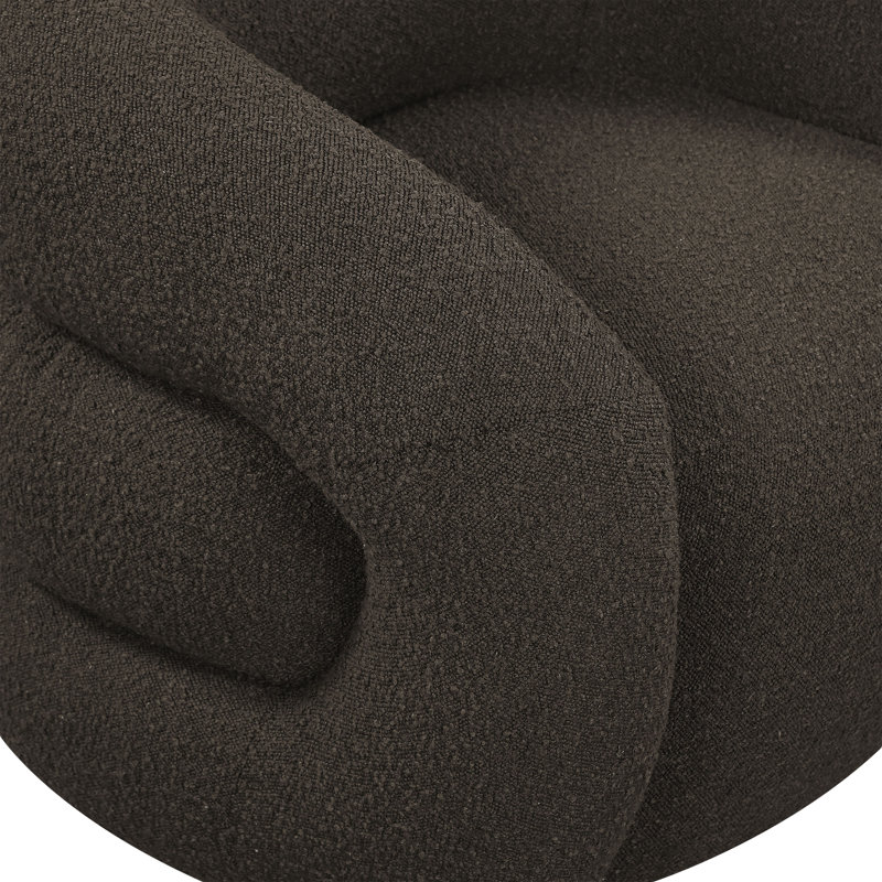 Roxbury Boucle Fabric Swivel Accent Chair, Brown Boucle Fabric