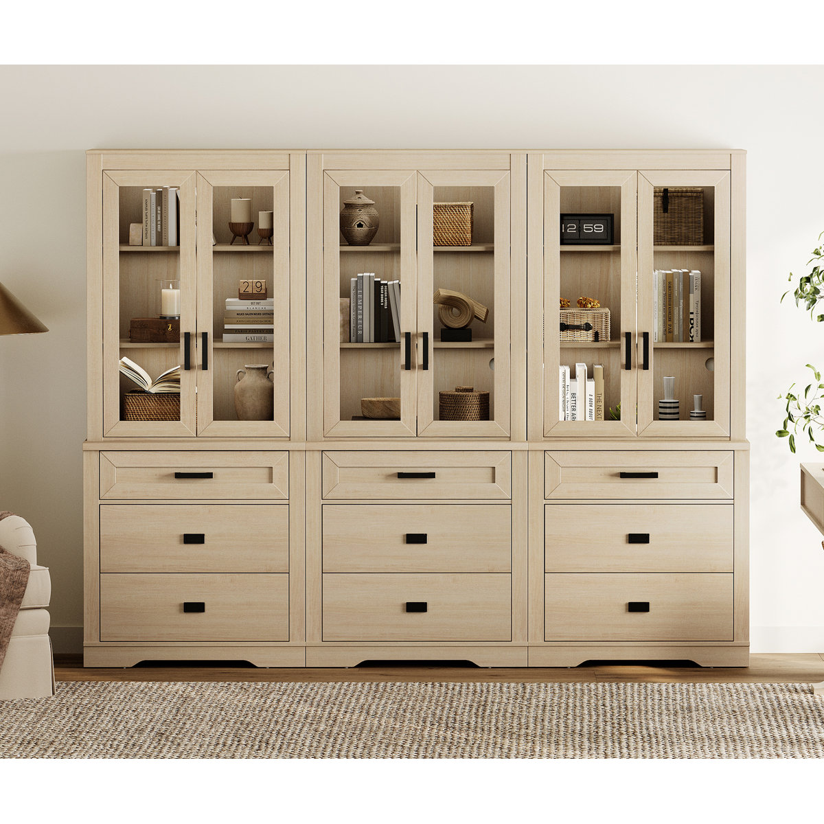 Gracie Oaks Laziza 3 Column 3 Tier Bookcase With Drawer,73.3