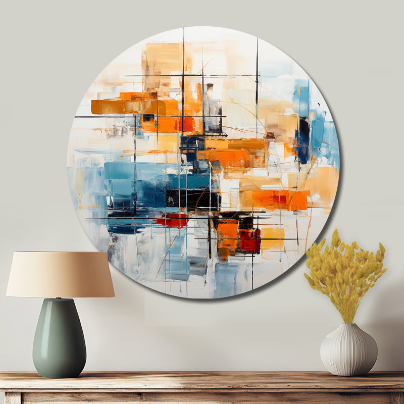 Landen - Décoration abstraite ronde en métal, H 36 po x l 36 po 