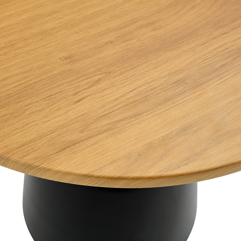 Table basse circulaire, table basse, table de salon à base en métal, décoration moderne simple grain de bois, bureau de tête de lit canapé unique.