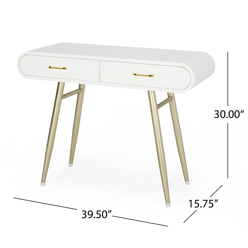 Table d'appoint Glowing - deux faux bois blancs avec pieds en fer doré champagne
