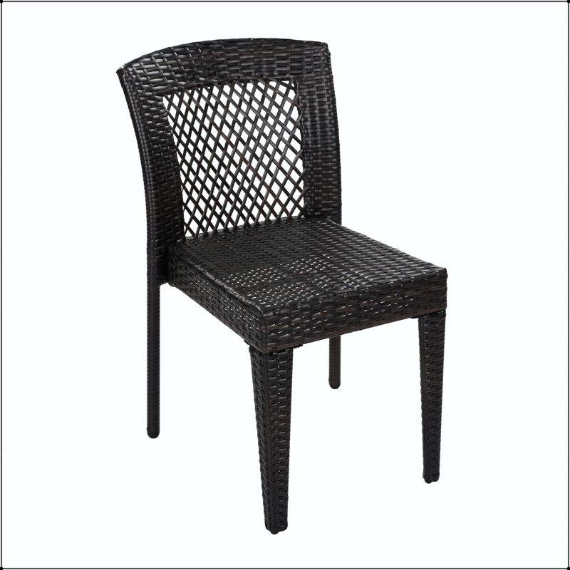 Chaise de salle à manger empilable en rotin PE avec structure en acier (ensemble de 4), 4