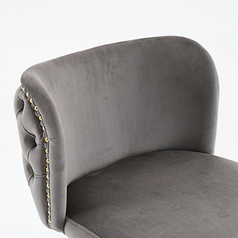 wendeway ,Swivel Barstools Adjusatble Seat Height With Gold-plating Base, Classic Velvet Upholstered Bar Stools with the whole Back Tufted (Set of 2)