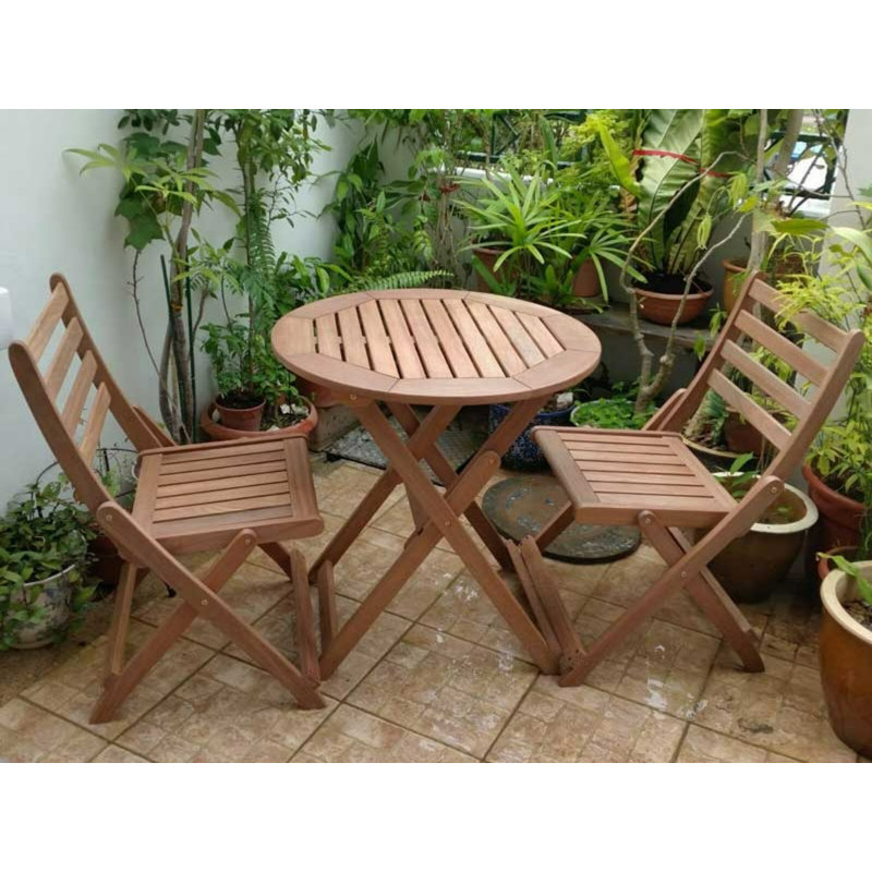 Volney 2 - Person Wood Patio Dining Set with Round Table