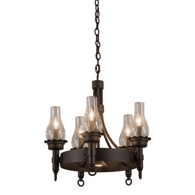 Lustre en roue de chariot à 6 lumières Greenbriar