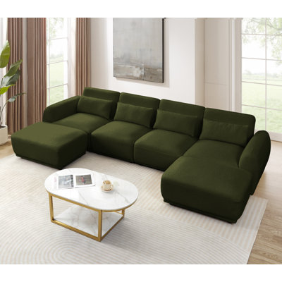 Modular Teddy Velvet Sectional Sofa – Cozy, Flexible 3 Seaters And Ottoman For Any Space