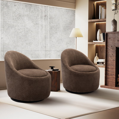 Modern Small Barrel Swivel Accent Chair with Hidden Storage,No installation required