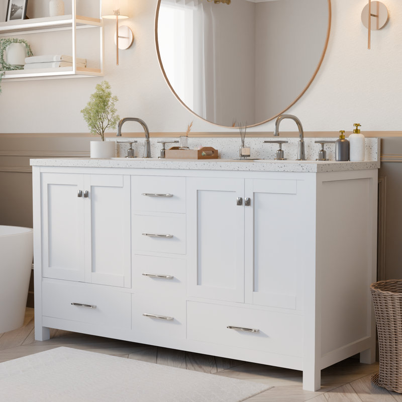 Ensemble de meuble-lavabo double 60 po Zaair, Blanc