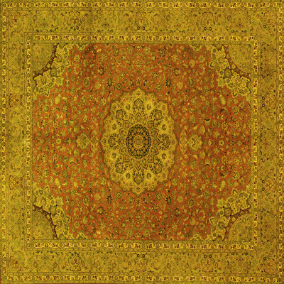 Tapis jaune en chenille tissé à la machine Mitchael