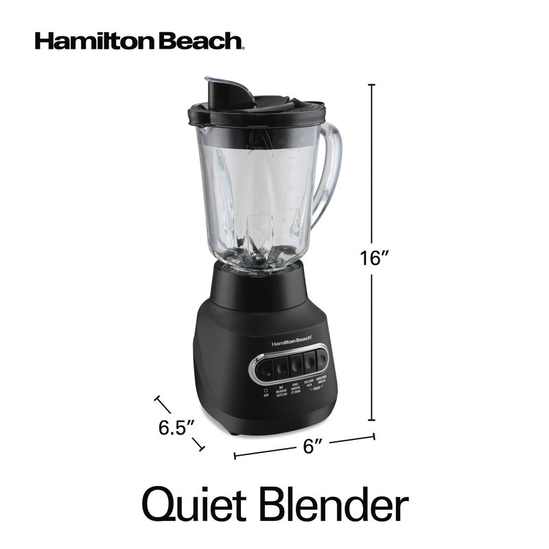 Hamilton Beach Quiet Blender, 800W with Wave‑Action System,40 oz Shatter Resistant Glass Jar, Easy Pour spout ,Black ,58175J