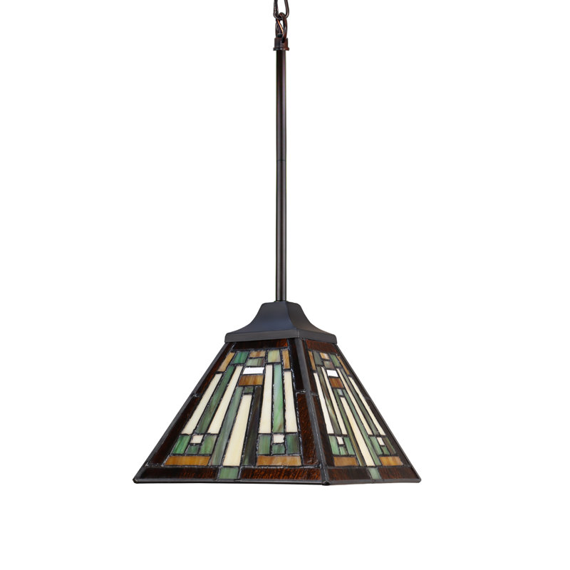 Abat-jour plafonnier en bronze noirâtre à 1 lumière de style Tiffany 1 lumière FIRman Halvard, H 73,1 po x l 8 po x P 8 po