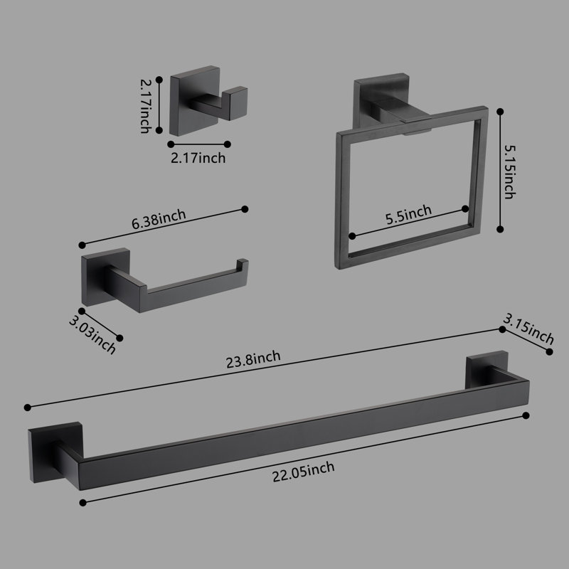 10 - Piece Bathroom Hardware Set, Matte Black