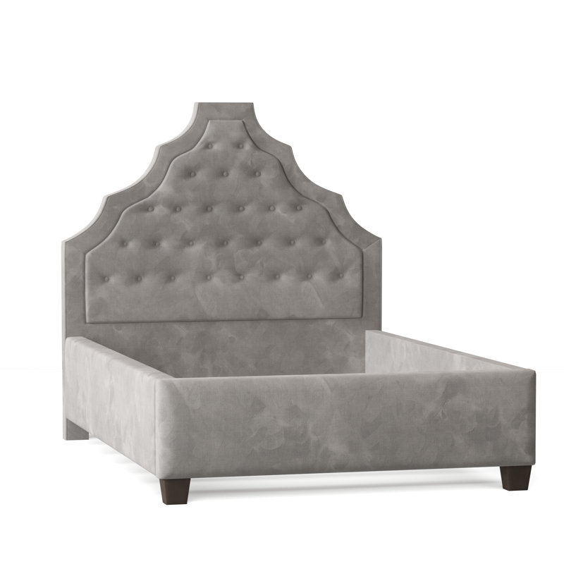Lexi Upholstered Bed, King, Bella Black Performance Velvet, Brown Mahogany