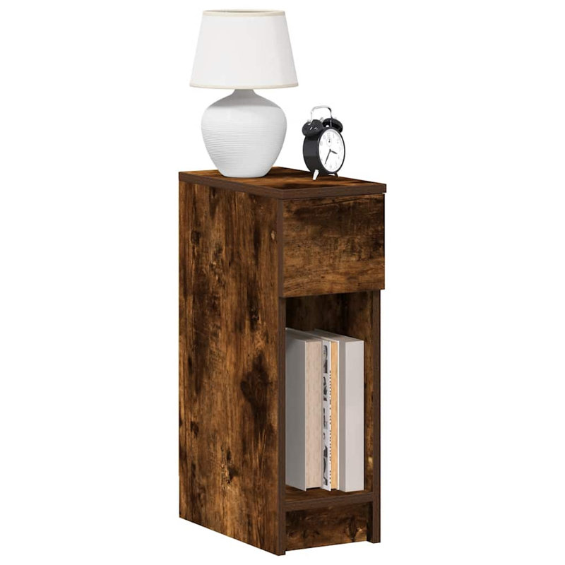 Cornelio 20cm W Manufactured Wood Bedside Table, Smoked Oak, Set of 2
