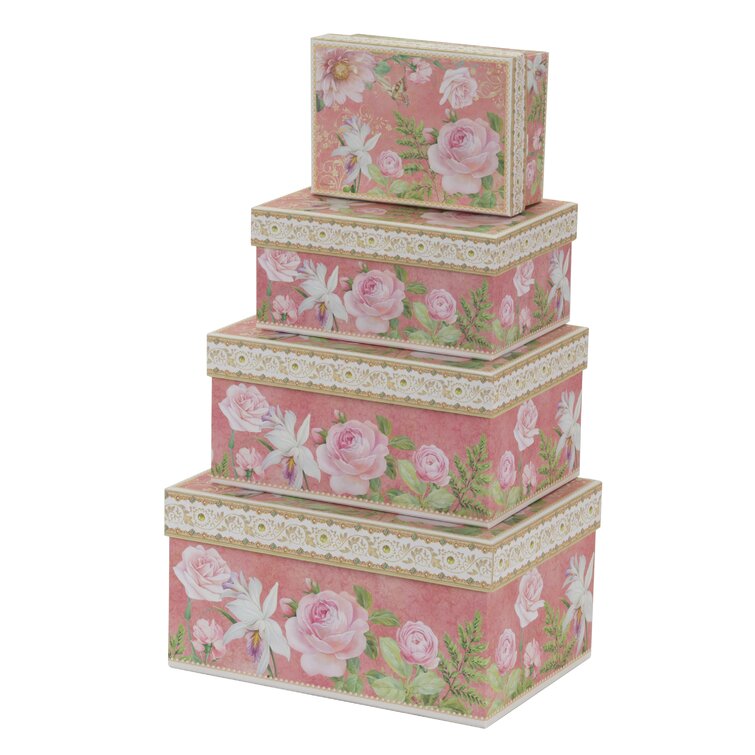 Rose Cardboard 4 Piece Box Set