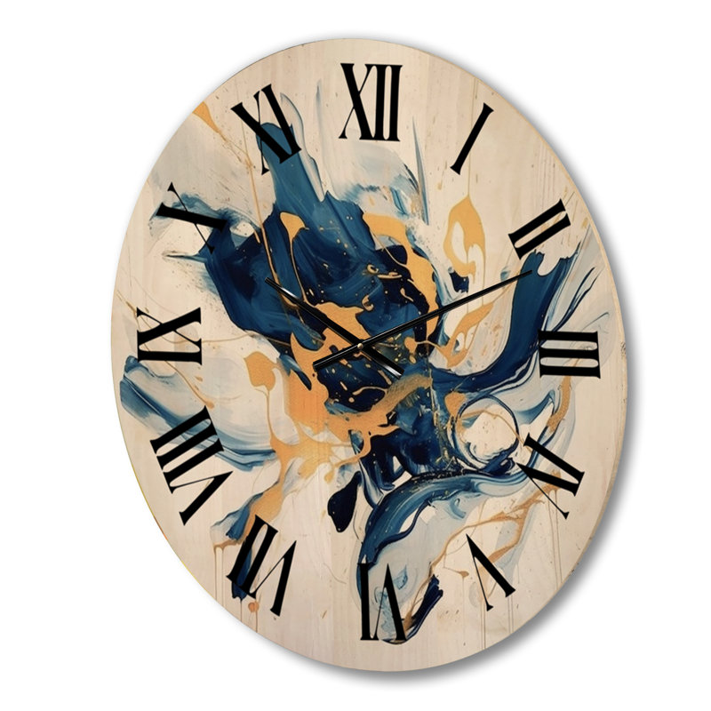 Très grande horloge murale en bois foncé et doré, Grand