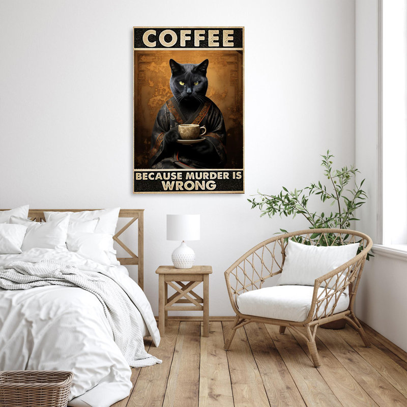 " Black Cat Coffee ", 14" H x 11" W x 1.25" D