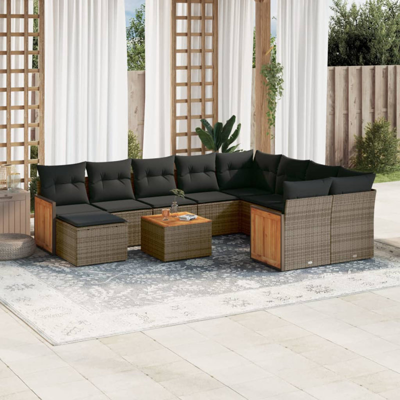Ensemble de canapé de jardin Vidaxl, Coussin gris foncé / structure grise