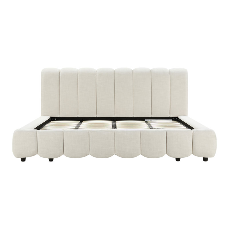 Satri Modern Channel-Tufted Upholstered Platform Bed, King