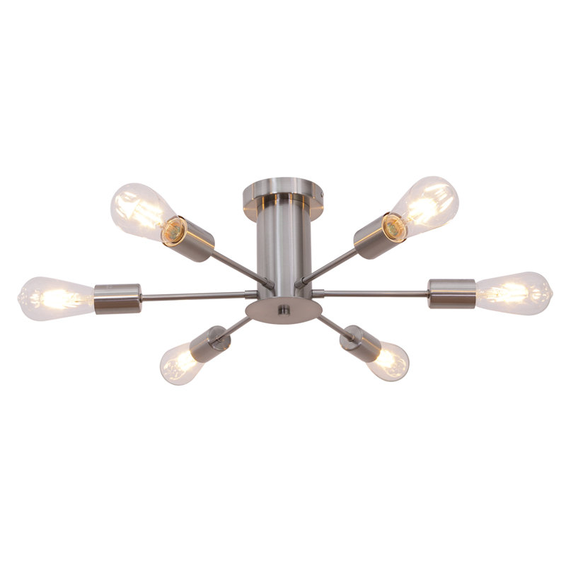 Plafonnier semi-encastré 31,68 po 6 lumières Iseult, Nickel brossé