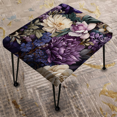 Deep Emerald Purple Peonies Enchanted - Floral Rectangle Ottoman