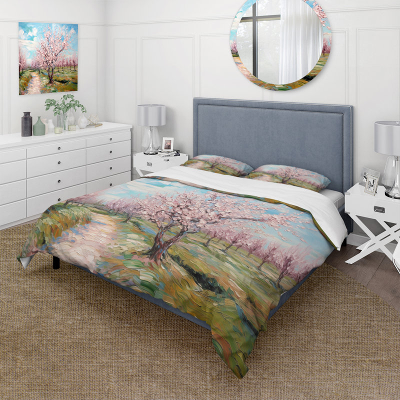 Cerisiers en fleurs Vangogh - Ensemble de housse de couette Vangogh - Microfibre de polyester