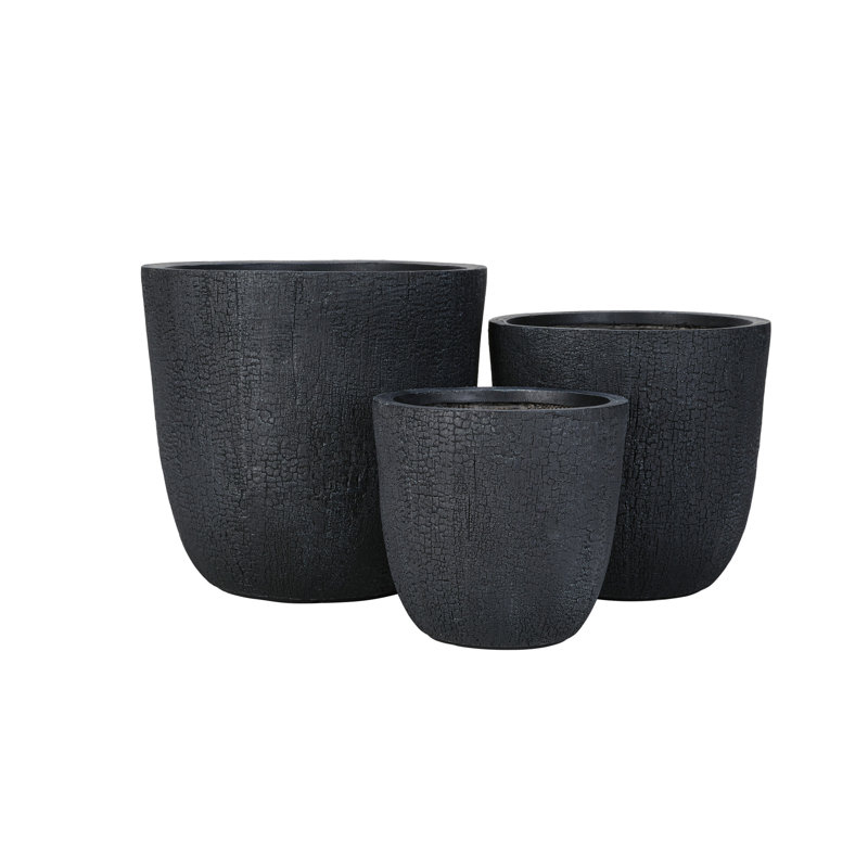 Lightweight  Planter Set Of 3, Black