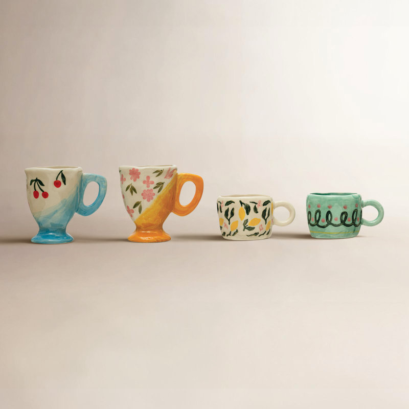 Tasses à espresso en grès avec motifs peints Beatrice