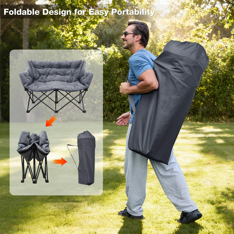 Double Camping Chair for Adults, Grey