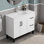 Lavabo de salle de bain en céramique blanche de 39,4 po, pour meuble-lavabo de 36 po, trou de robinet pré-percé, design minimaliste moderne, durable et facile à nettoyer