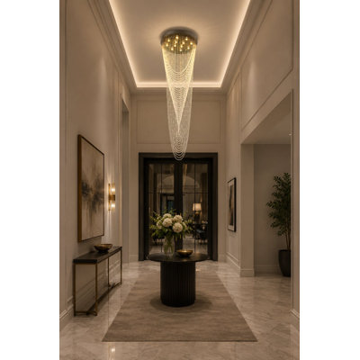 12-Light Chrome Chandelier With Clear Crystal Accents