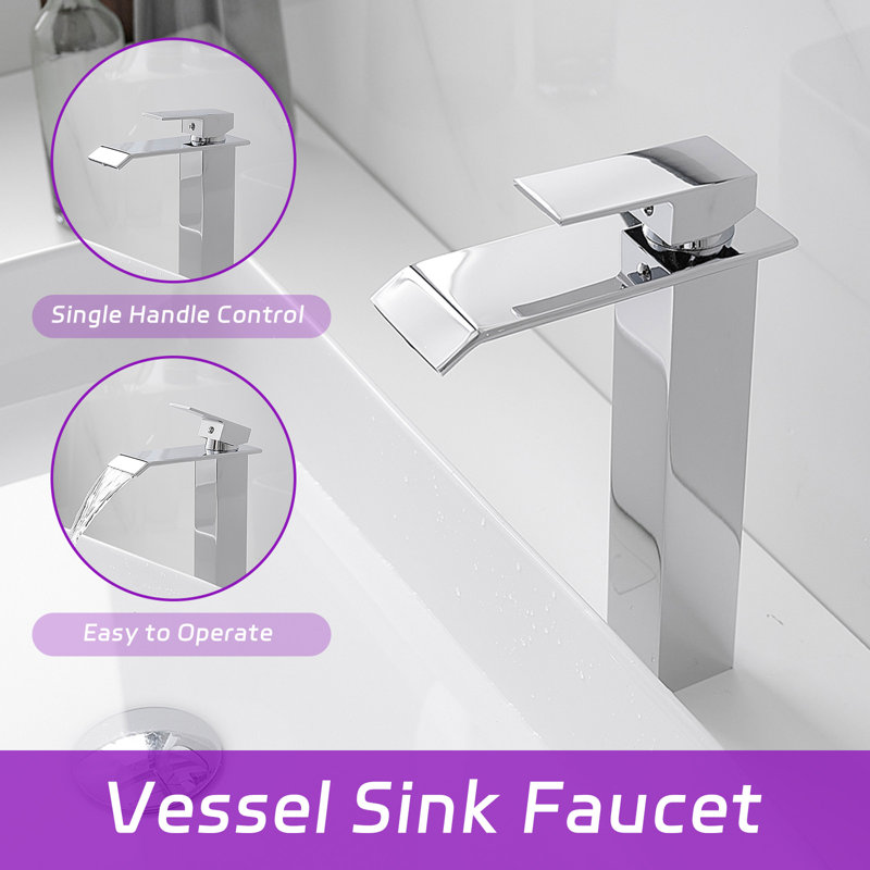Robinet de lavabo vasque à un trou à poignée unique, Chrome poli